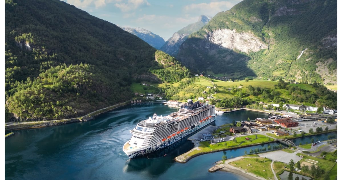 Cruise ship among Norwegian fjords